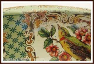 Vintage LITHO Tin Decorative Bowl DAHER England Ware BIRDS Botanical 
