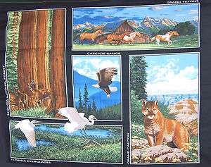 AMERICA THE BEAUTIFUL Wildlife Panels Fabric Horse/Deer  