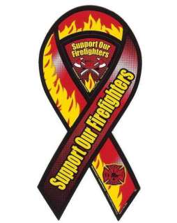 New SUPPORT OUR FIREFIGHTER Car Ribbon 2 n1 Magnet Fire  
