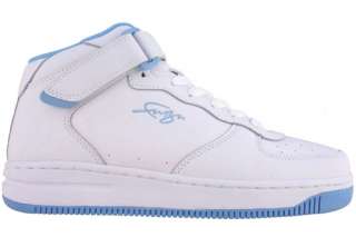 Fubu Mens Classic Sneakers 15SD2 White Carolina Blue Leather  