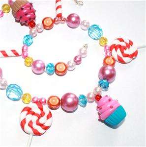 CUPCAKE LOLLIPOP SWEETS CANDY KATY NECKLACE COSTUME 20  