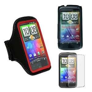  Skque Red Sport Armband + Black Rubber Case + Clear Screen 
