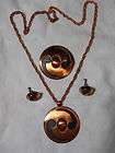 VINTAGE BELL COPPER NECKLACE,PIN/BR​OOCH & CLIP EARRINGS