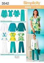 Simplicity 3542 EASY To Sew Scrub Pattern 10 18 Plus 20 28 Tops Jacket 