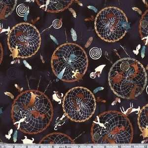  45 Wide Dreamcatcher Black Fabric By The Yard Arts 