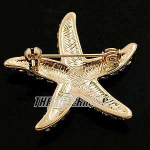 18KGP Starfish Pin Brooch use Swarovski Crystal 12184  