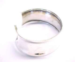 Sterling Silver Plain Fashion Shiny Cuff Bracelet ~ 7 x 1  