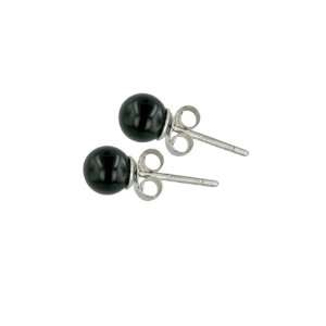   925 Sterling Silver 6mm Black Onyx Gemstone Ball Stud Earring Jewelry