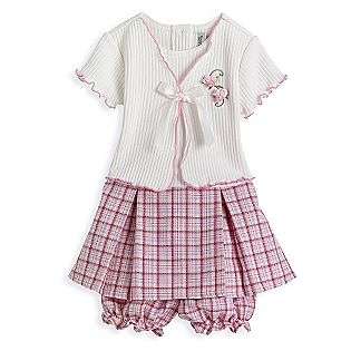 Toddler Girls White Cardigan Pink Plaid Dress  Youngland Baby Baby 