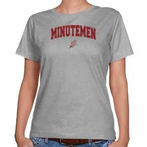   UMass Minutemen Ladies Ash Logo Arch Classic Fit T shirt Sports