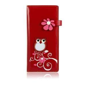  ESPE Owl Red Large Long Clutch Wallet Coin Card 