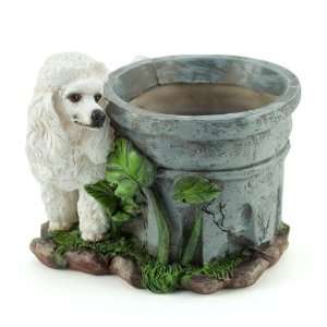  White Poodle Handpainted Planter Flower Pot