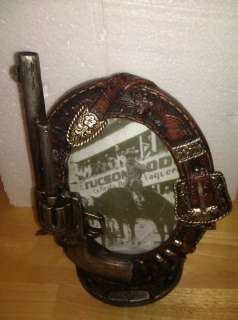  Picture Frame w Gun Belt and Bullets 4x6 NEW Antique Look Great Gift 