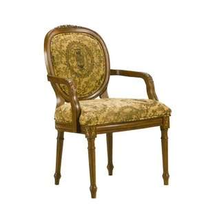 Royal Manufacturing Cherry Frame Chair with Gold Background Fabric and 