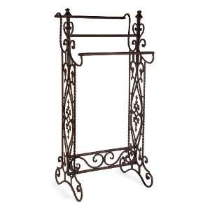 36h Traditional Vintage Look Scrolled Open Iron Towel Rack 