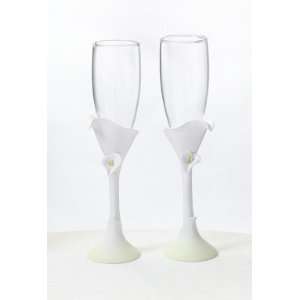  Calla Lily Toasting Glasses   Set of 2: Kitchen & Dining