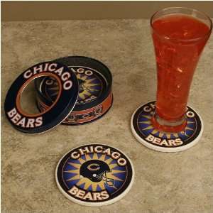 Chicago Bears 4 Pack Coasters with Tin