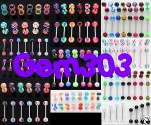 10 New PREMIUM Tongue Rings ALL DIFFERENT   