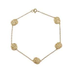    18k Gold Over Sterling Silver Studded Paisley Anklet Jewelry