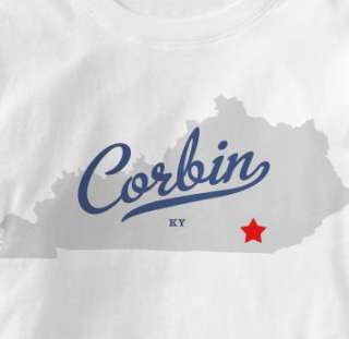 Corbin Kentucky KY MAP Hometown Souvenir T Shirt XL  