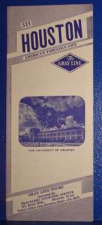 c1950 HOUSTON, TX / GRAY LINE BUS Tours Brochure  