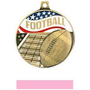  Custom Football Medal M 750F GOLD MEDAL/PINK RIBBON 2.25 