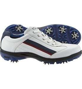 ECCO Mens Cool III Hydromax Golf Shoes   White/Denim Blue/Royal 