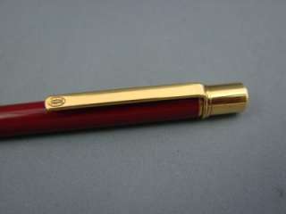 Authentic Cartier Burgundy Gold Plated Pen Great  