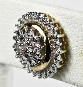 Designer Genuine Diamond 925 Silver Sterling/Gold Earrings   3.3g 