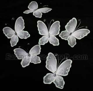 White Glitter Nylon Butterflies Wedding Favor Butterfly  