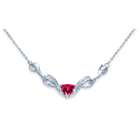   Cut Created Ruby & White CZ Pendant Necklace in Sterling Silver