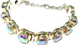   Design! Rainbow Mystic topaz .925 STERLING SILVER Bracelet 8  