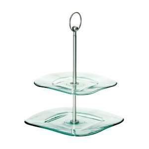  Tablecraft GT2 Barcelona Two Tiered Square Glass Tray 