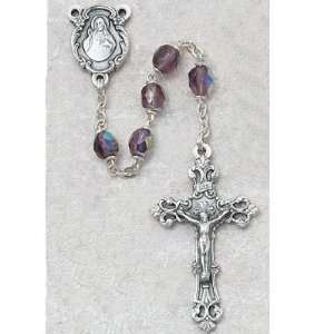 February Birthstone Rosary 6mm Ab Dark Amethyst, Purple Rosary