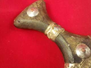Antique Jambiya silver Arab Yemeni horn dagger Yemen Islamic khanjar 