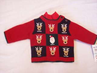 NWT Boys Holiday Christmas reindeer sweater shirt pants outfit ~ 3 6 