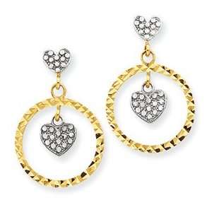 Genuine IceCarats Designer Jewelry Gift 14K Rhodium Diamond Cut Heart 
