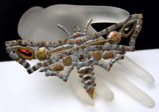 Czech Ugly Huge Rhinestone Butterfly Dragonfly Brooch  