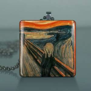 Edvard Munchs Scream Glass Tile Necklace Pendant 858  