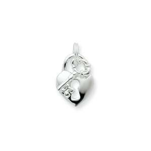  Silver Heart Lock & Key Charm: Jewelry