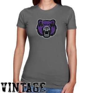 Central Arkansas Bears Ladies Charcoal Distressed Logo Vintage Slim 