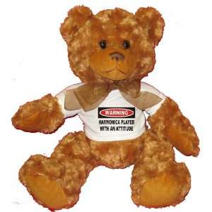   Harmonica Player with an attitude Plush Teddy Bear with WHITE T Shirt