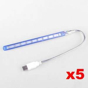   5x USB 10 LED Light Lamp Flexible For PC/Notebook/Lap top: Electronics