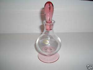 PERFUME BOTTLE~PINK & CLEAR HUNGARIAN GLASS~5 HIGH NIB  