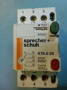 Sprecher + Schuh KTA 3 25 Motor Starter/Breaker D38  