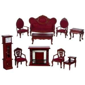  Mahogany Victorian Living Room Dollhouse Miniature Set 