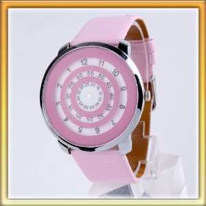 40 mm New Fashion white pink ring without pointer dial+pink leather 
