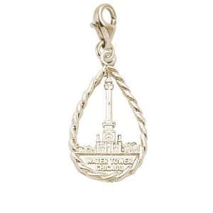   Tower, Chicago Charm with Lobster Clasp, Gold Plated Silver Jewelry