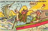 Vintage POSTCARD c1952 Comic Fishing in FLORIDA  