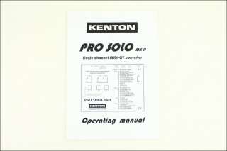 KENTON PRO SOLO MKII Operating Manual MIDI CV converter  